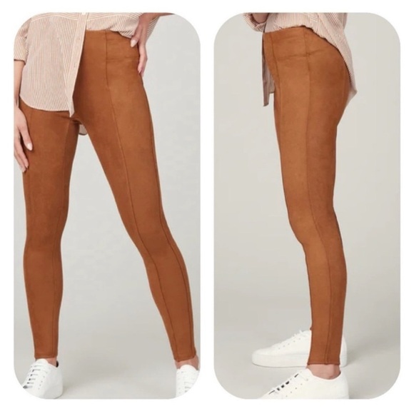 SPANX  Faux Suede Leggings in Rich Caramel Size Medium - Picture 1 of 7